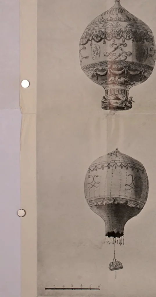 An illustration from Aeronautica; or, The history of aviation and aerostation, told in contemporary autograph letters, books, broadsides, drawings, engravings, manuscripts, newspapers, paintings, posters, press notices, etc., dating from the year 1557 to 1880, 1900, leaf 27