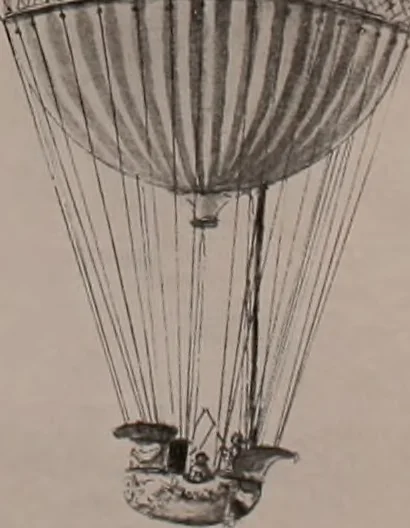 An illustration from Aeronautica; or, The history of aviation and aerostation, told in contemporary autograph letters, books, broadsides, drawings, engravings, manuscripts, newspapers, paintings, posters, press notices, etc., dating from the year 1557 to 1880, 1900, leaf 27