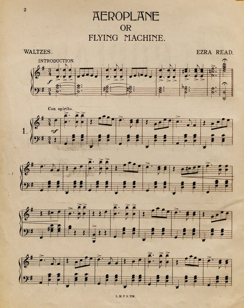 An illustration from Aeroplane : waltzes, 1910, leaf 2
