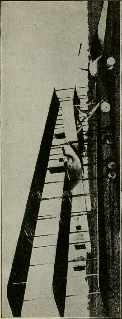 An illustration from Aeroplane construction and operation; including notes on aeroplane design and aerodynamic calculation, materials, etc. A comprehensive illustrated manual of instruction for aeroplane constructors, aviators, aero-mechanics, flight officers and students. Adapted either for schools or home study, 1918, leaf 186