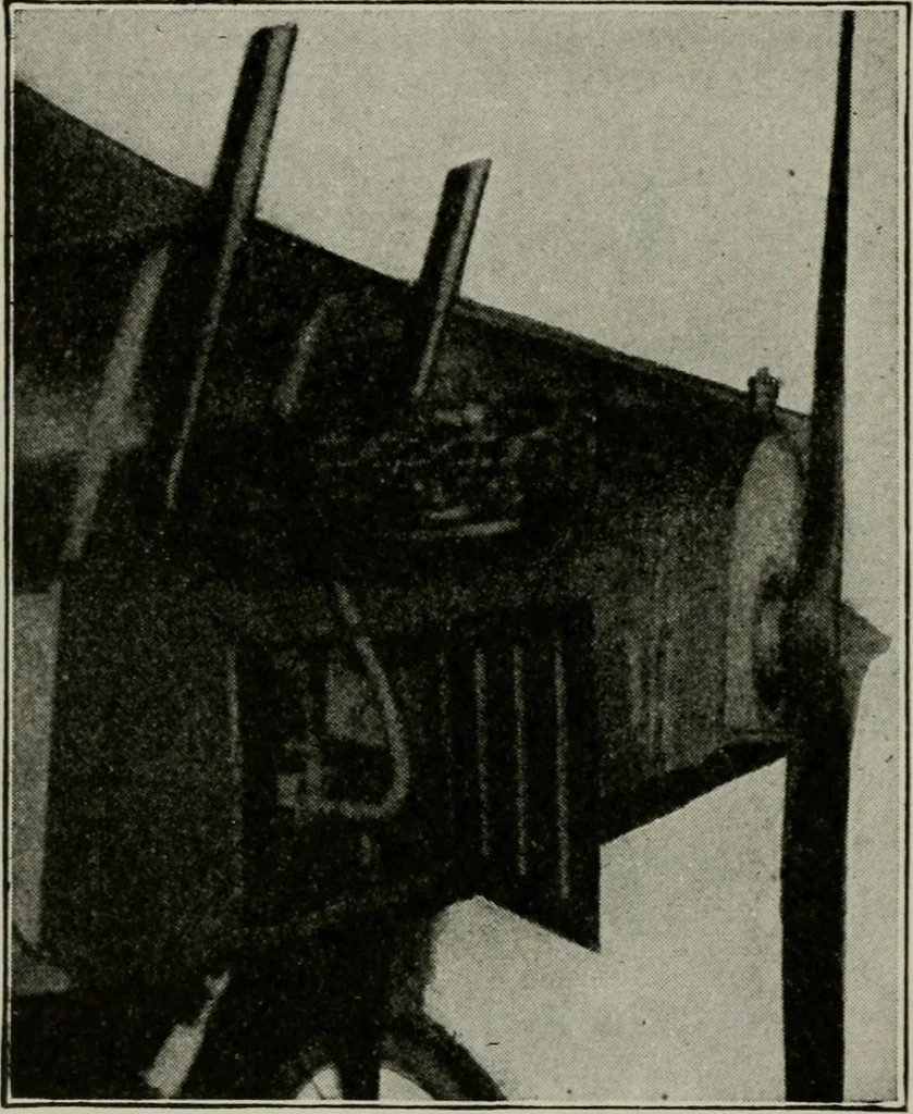 An illustration from Aeroplane construction and operation; including notes on aeroplane design and aerodynamic calculation, materials, etc. A comprehensive illustrated manual of instruction for aeroplane constructors, aviators, aero-mechanics, flight officers and students. Adapted either for schools or home study, 1918, leaf 241