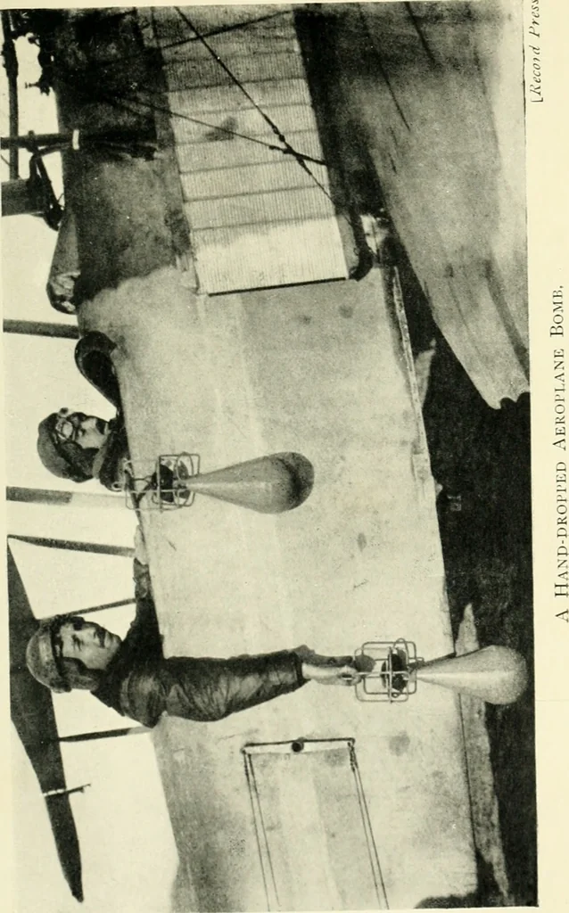 An illustration from Aëroplanes and dirigibles of war, 1915, leaf 174