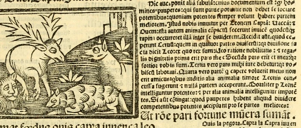 An illustration from Aesopi fabvlae cvm vvlgari interpretatione : et figuris nouissime omni cura, & diligentia emendatae, 1557, leaf 25