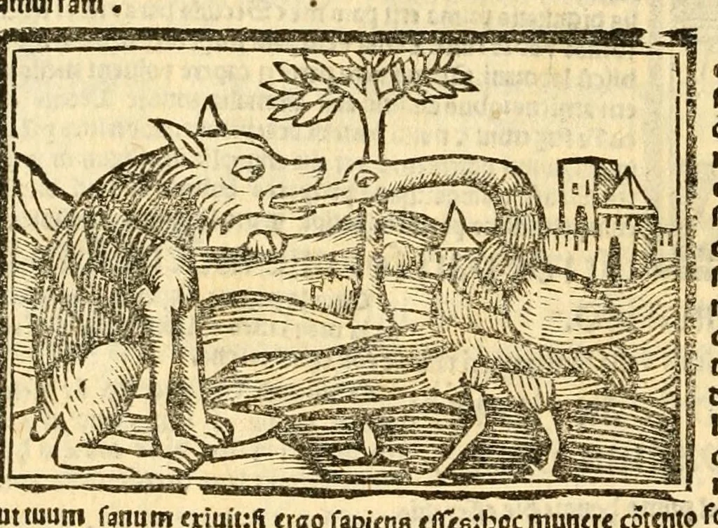 An illustration from Aesopi fabvlae cvm vvlgari interpretatione : et figuris nouissime omni cura, & diligentia emendatae, 1557, leaf 26