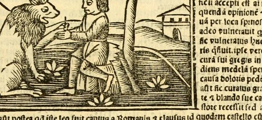 An illustration from Aesopi fabvlae cvm vvlgari interpretatione : et figuris nouissime omni cura, & diligentia emendatae, 1557, leaf 53
