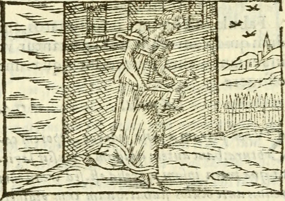 An illustration from Aesopi Phrigis Et Aliorvm Fabvlae. : Elegantissimis Iconibus illustratæ, & diligentius quàm antehac emendatæ, 1554, leaf 127
