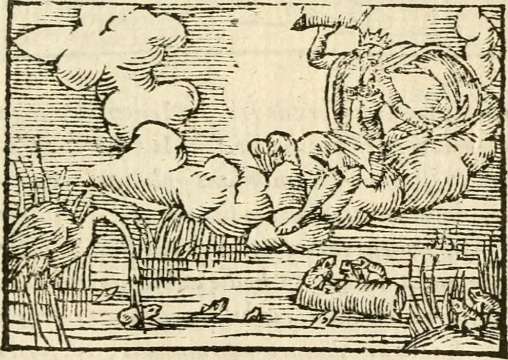 An illustration from Aesopi Phrigis Et Aliorvm Fabvlae. : Elegantissimis Iconibus illustratæ, & diligentius quàm antehac emendatæ, 1554, leaf 148