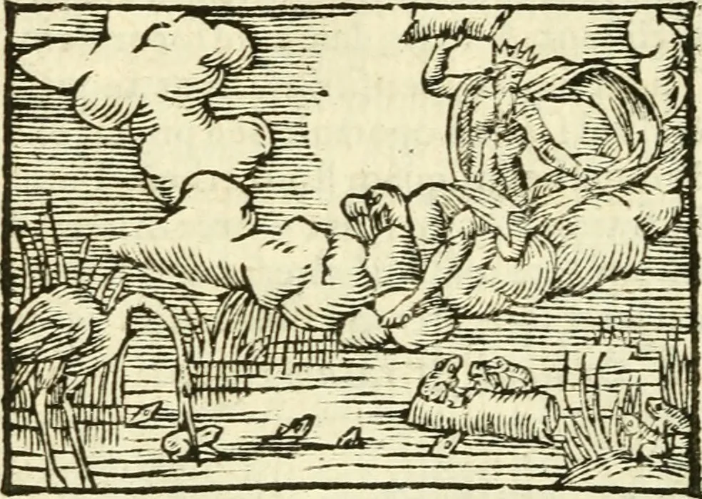 An illustration from Aesopi Phrigis Et Aliorvm Fabvlae. : Elegantissimis Iconibus illustratæ, & diligentius quàm antehac emendatæ, 1554, leaf 149