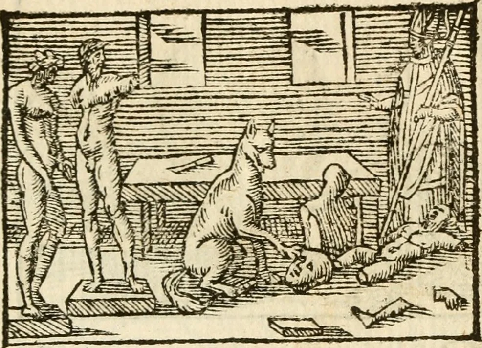 An illustration from Aesopi Phrigis Et Aliorvm Fabvlae. : Elegantissimis Iconibus illustratæ, & diligentius quàm antehac emendatæ, 1554, leaf 160