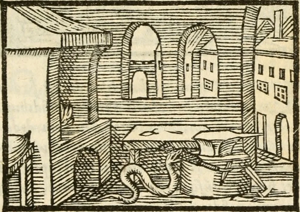 An illustration from Aesopi Phrigis Et Aliorvm Fabvlae. : Elegantissimis Iconibus illustratæ, & diligentius quàm antehac emendatæ, 1554, leaf 170