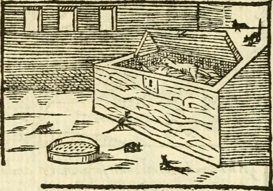 An illustration from Aesopi Phrigis Et Aliorvm Fabvlae. : Elegantissimis Iconibus illustratæ, & diligentius quàm antehac emendatæ, 1554, leaf 201