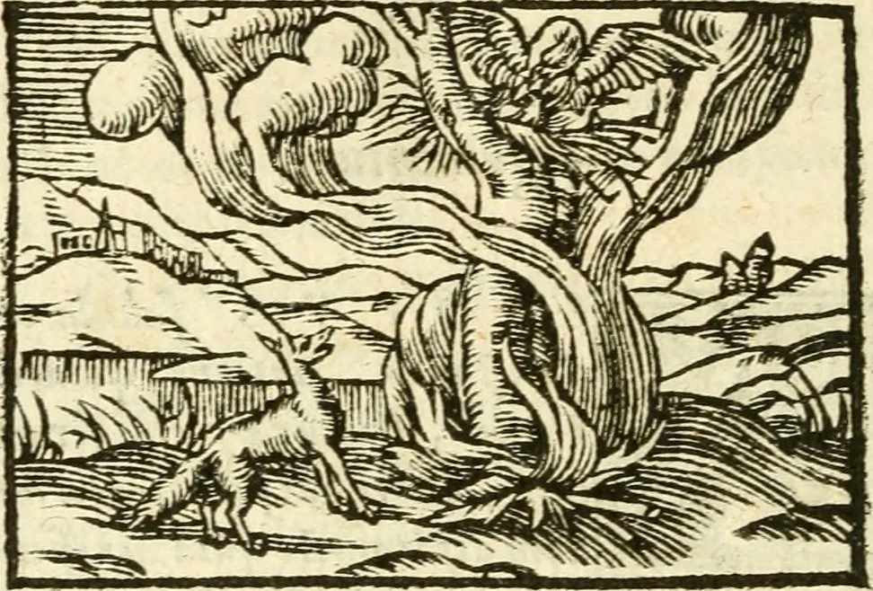 An illustration from Aesopi Phrigis Et Aliorvm Fabvlae. : Elegantissimis Iconibus illustratæ, & diligentius quàm antehac emendatæ, 1554, leaf 237