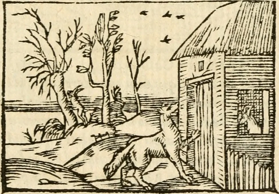 An illustration from Aesopi Phrigis Et Aliorvm Fabvlae. : Elegantissimis Iconibus illustratæ, & diligentius quàm antehac emendatæ, 1554, leaf 242