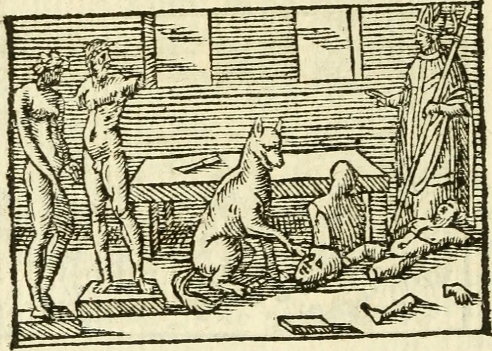 An illustration from Aesopi Phrigis Et Aliorvm Fabvlae. : Elegantissimis Iconibus illustratæ, & diligentius quàm antehac emendatæ, 1554, leaf 249