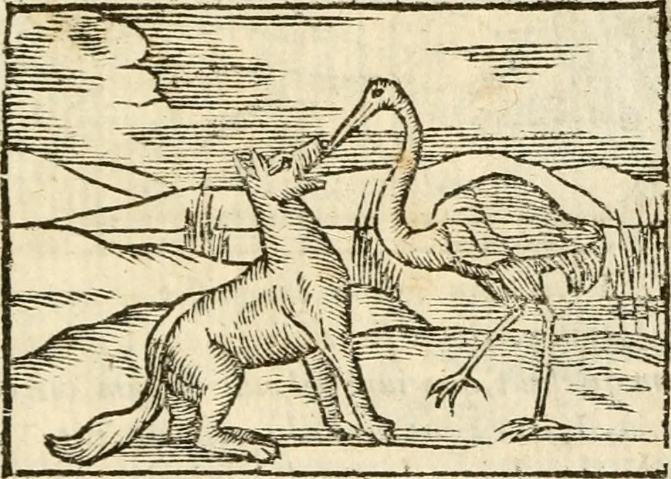 An illustration from Aesopi Phrigis Et Aliorvm Fabvlae. : Elegantissimis Iconibus illustratæ, & diligentius quàm antehac emendatæ, 1554, leaf 284
