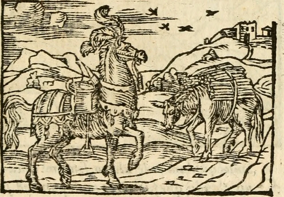 An illustration from Aesopi Phrigis Et Aliorvm Fabvlae. : Elegantissimis Iconibus illustratæ, & diligentius quàm antehac emendatæ, 1554, leaf 294