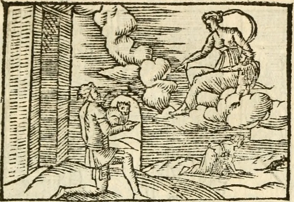 An illustration from Aesopi Phrigis Et Aliorvm Fabvlae. : Elegantissimis Iconibus illustratæ, & diligentius quàm antehac emendatæ, 1554, leaf 66