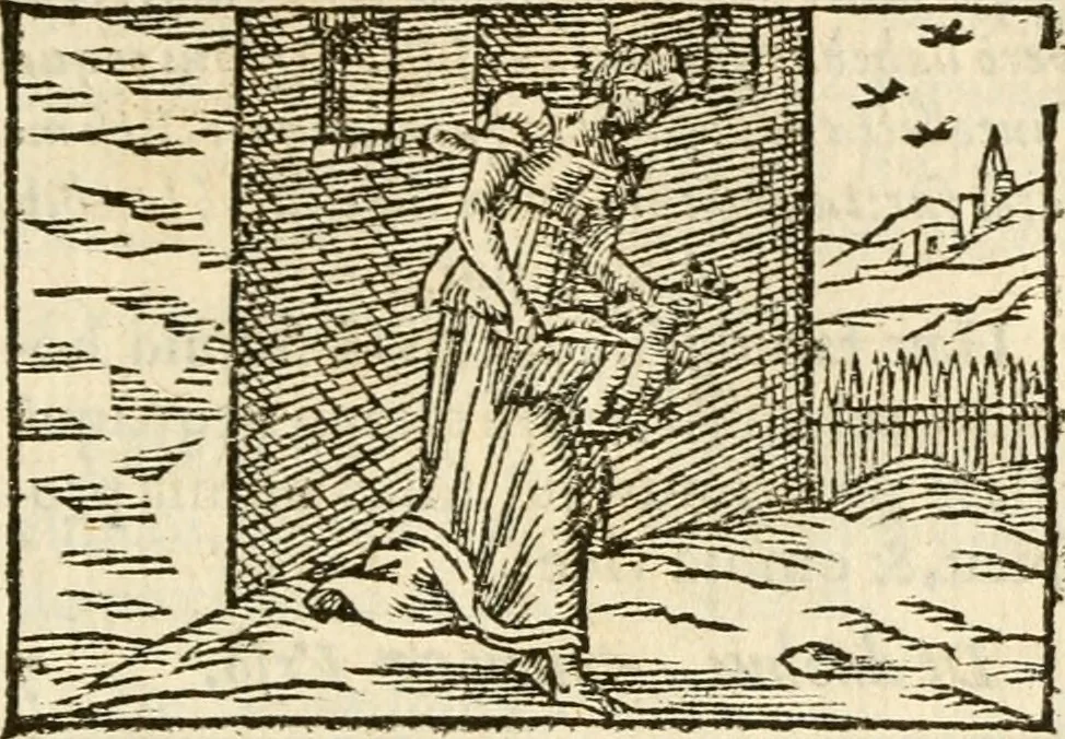 An illustration from Aesopi Phrigis Et Aliorvm Fabvlae. : Elegantissimis Iconibus illustratæ, & diligentius quàm antehac emendatæ, 1554, leaf 68