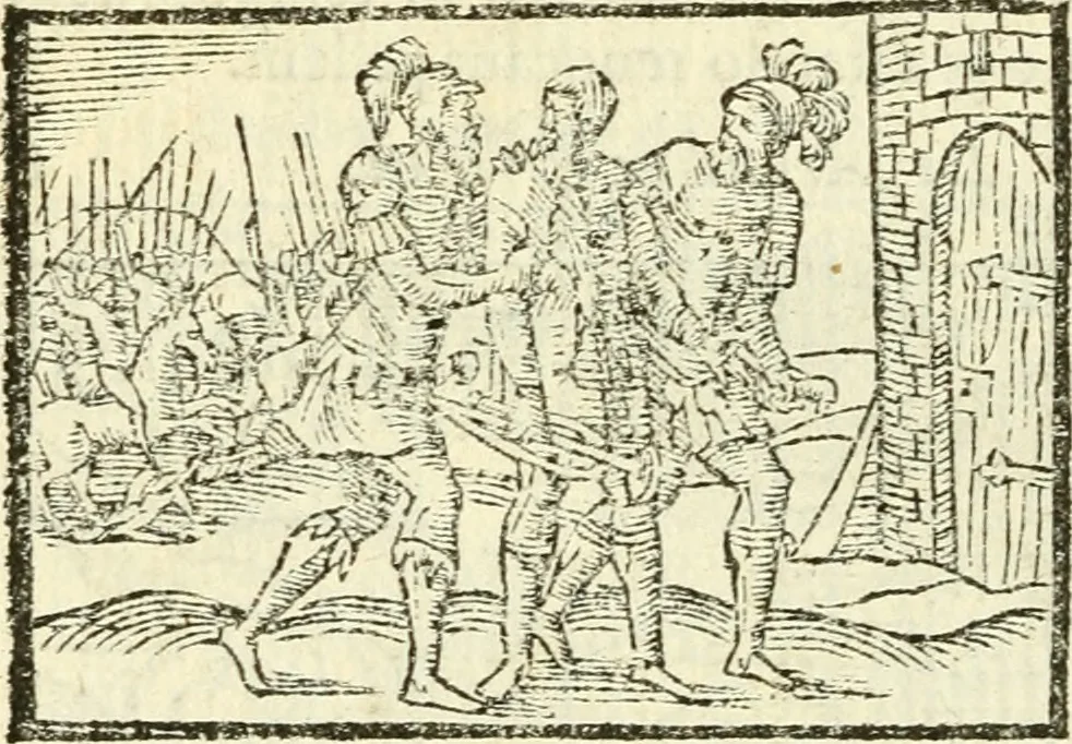 An illustration from Aesopi Phrigis Et Aliorvm Fabvlae. : Elegantissimis Iconibus illustratæ, & diligentius quàm antehac emendatæ, 1554, leaf 71