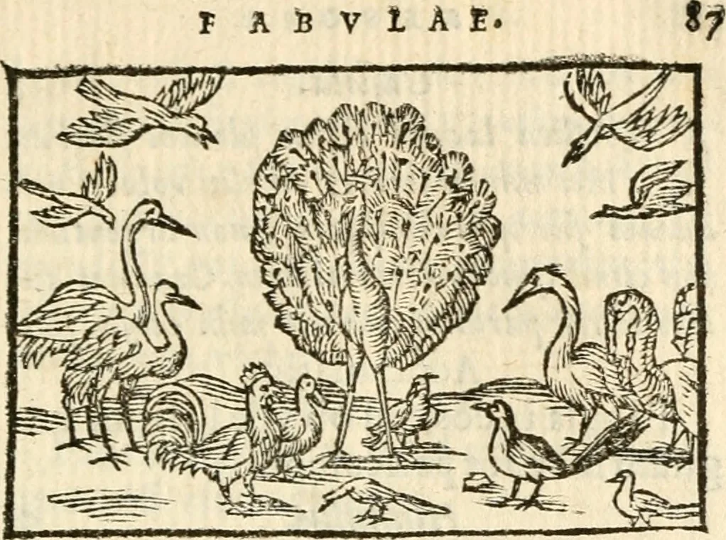 An illustration from Aesopi Phrigis Et Aliorvm Fabvlae. : Elegantissimis Iconibus illustratæ, & diligentius quàm antehac emendatæ, 1554, leaf 92