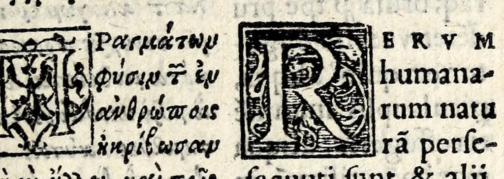 An illustration from Aesopi Phrygis Fabvlae : elegantissimis eiconibus ueras animalium species ad uiuum adumbrantes. Gabriae Graeci Fabellae XXXXIIII. Batrachomyomáchia Homeri, hoc est, Ranarum & murium pugna. Galeōmyomachía, hoc est, Felium & murium pugna, tragoedia graeca : haec omnia cum Latina interpretatione, 1551, leaf 15