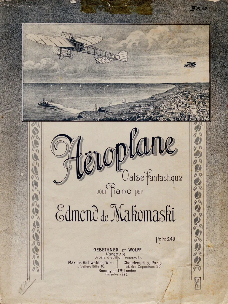 An illustration from Aëroplane : valse fantastique pour piano, 1909, leaf 1