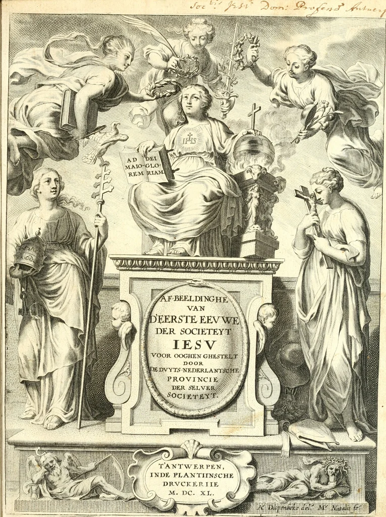 An illustration from Af-beeldinghe van d'eerste eeuwe der Societeyt Iesu : voor ooghen ghestelt door de Duyts-Nederlantsche provincie der selver societeyt, 1640, leaf 4