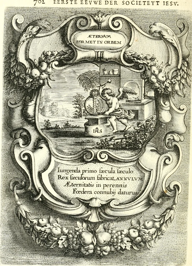 An illustration from Af-beeldinghe van d'eerste eeuwe der Societeyt Iesu : voor ooghen ghestelt door de Duyts-Nederlantsche provincie der selver societeyt, 1640, leaf 713