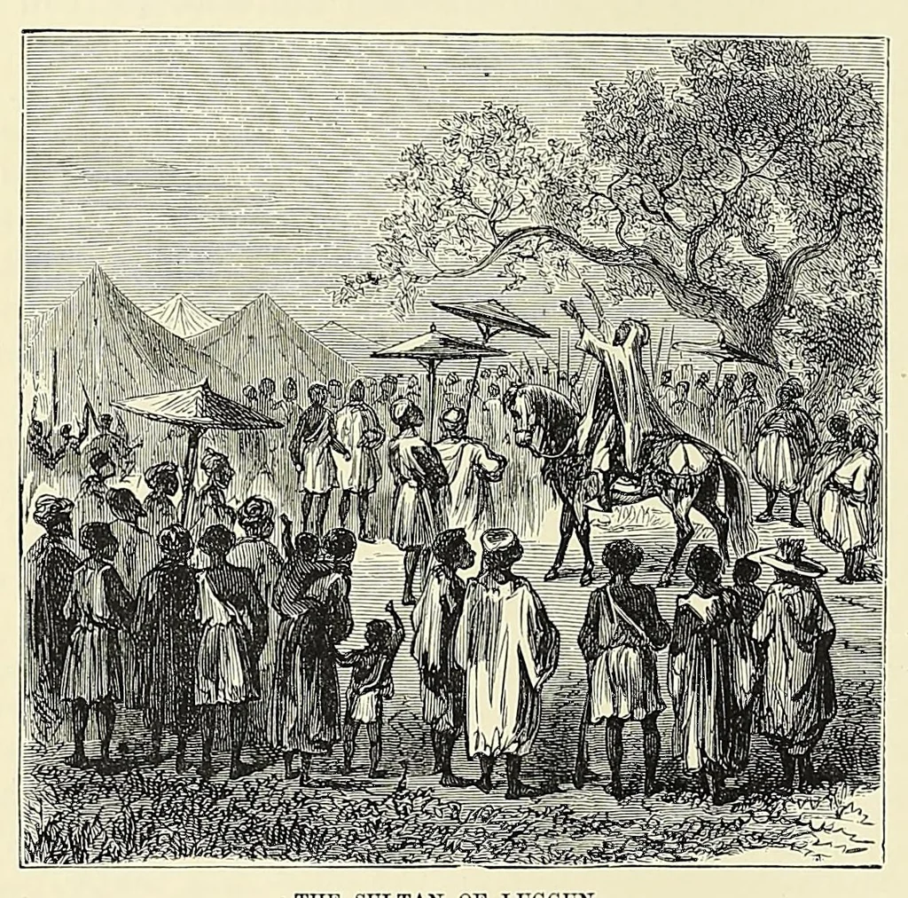 An illustration from Africa and its exploration : as told by its explorers Mungo Park, Clapperton, the Landers, Livingstone, Barth, Barkie, Denham, Burton, Speke, Caillie, Schweinfurth, Mohr, Stanley, Holub, Serpa, Pinto, Farini, Thomson, Montagu Kerr ; with 600 illustrations and maps, leaf 178