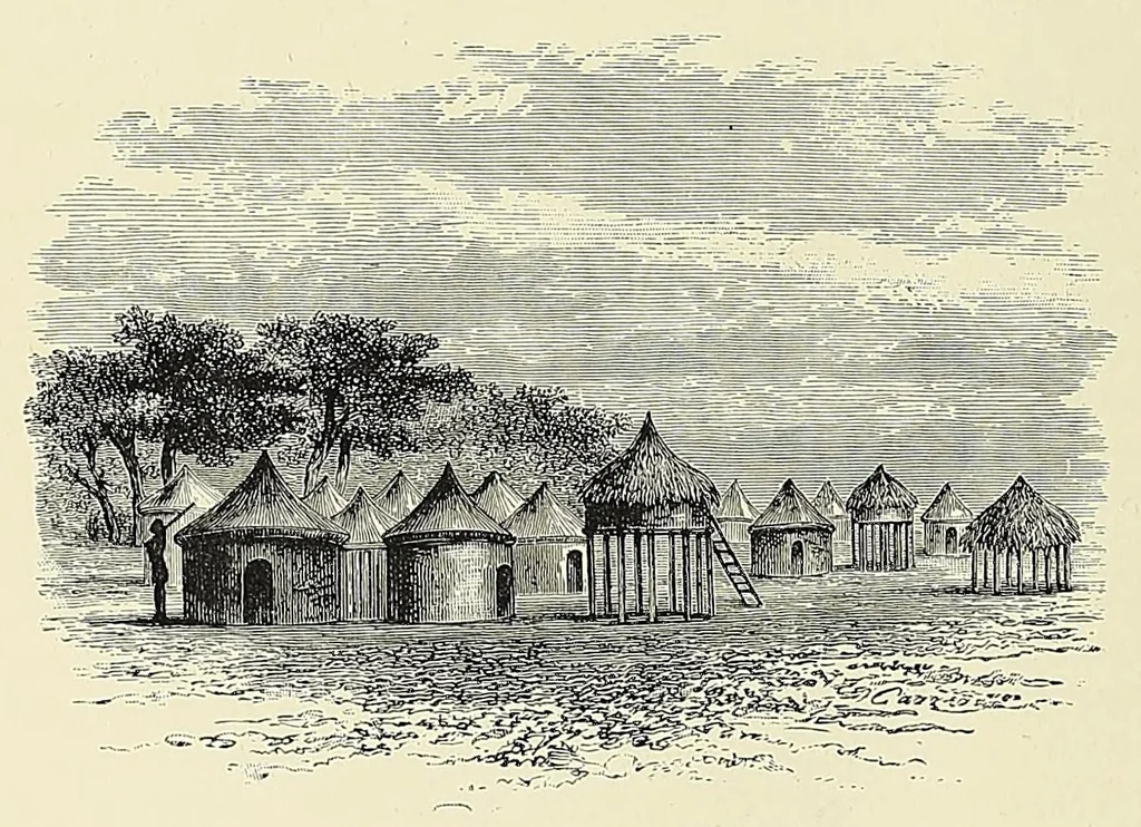 An illustration from Africa and its exploration : as told by its explorers Mungo Park, Clapperton, the Landers, Livingstone, Barth, Barkie, Denham, Burton, Speke, Caillie, Schweinfurth, Mohr, Stanley, Holub, Serpa, Pinto, Farini, Thomson, Montagu Kerr ; with 600 illustrations and maps, leaf 710