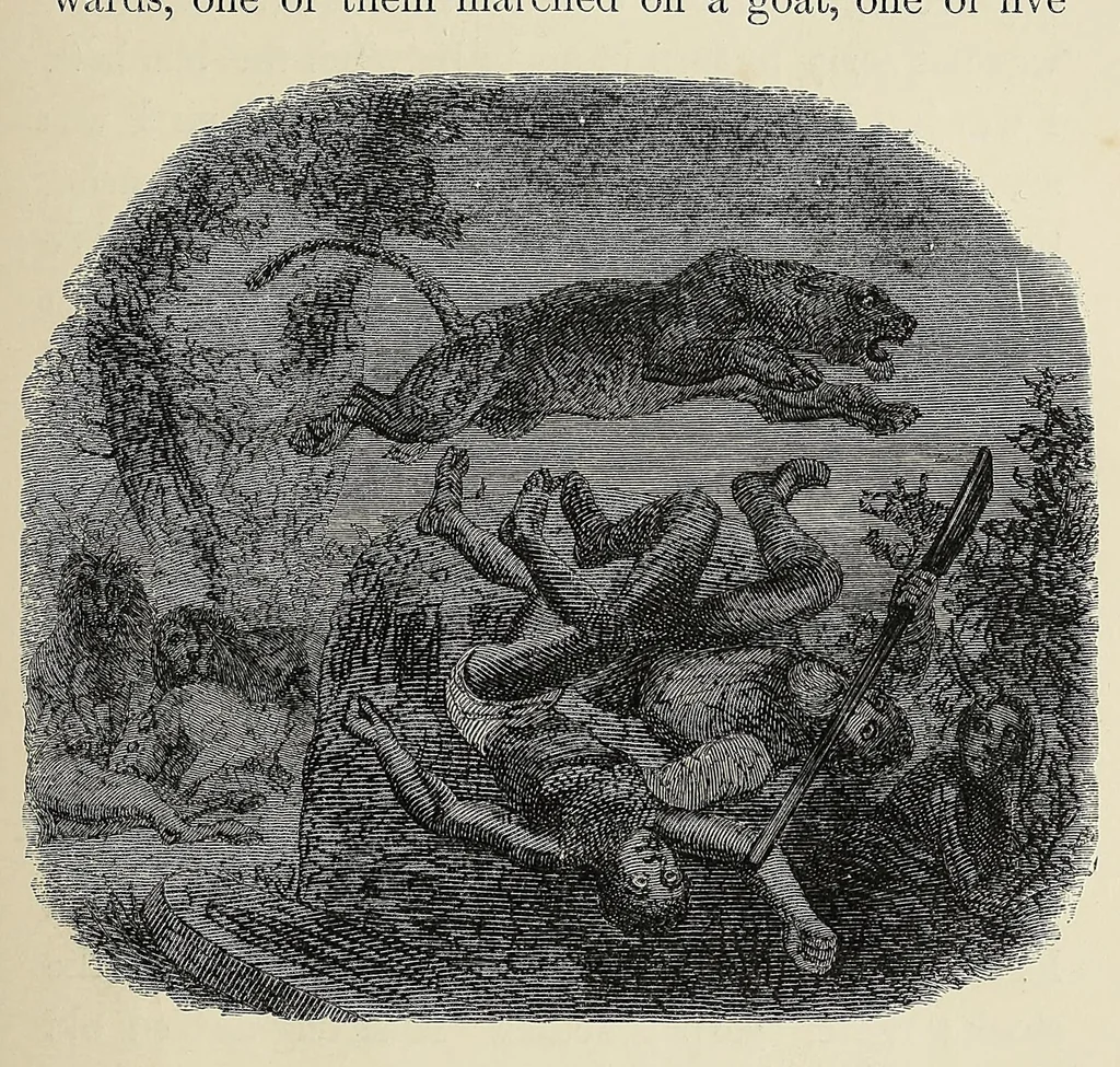 An illustration from African hunting, from Natal to the Zambesi : including Lake Ngami, the Kalahari Desert, &c. From 1852 to 1860, 1863, leaf 71
