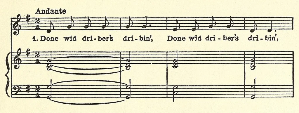 An illustration from Afro-American folksongs : a study in racial and national music,, 1914, leaf 37