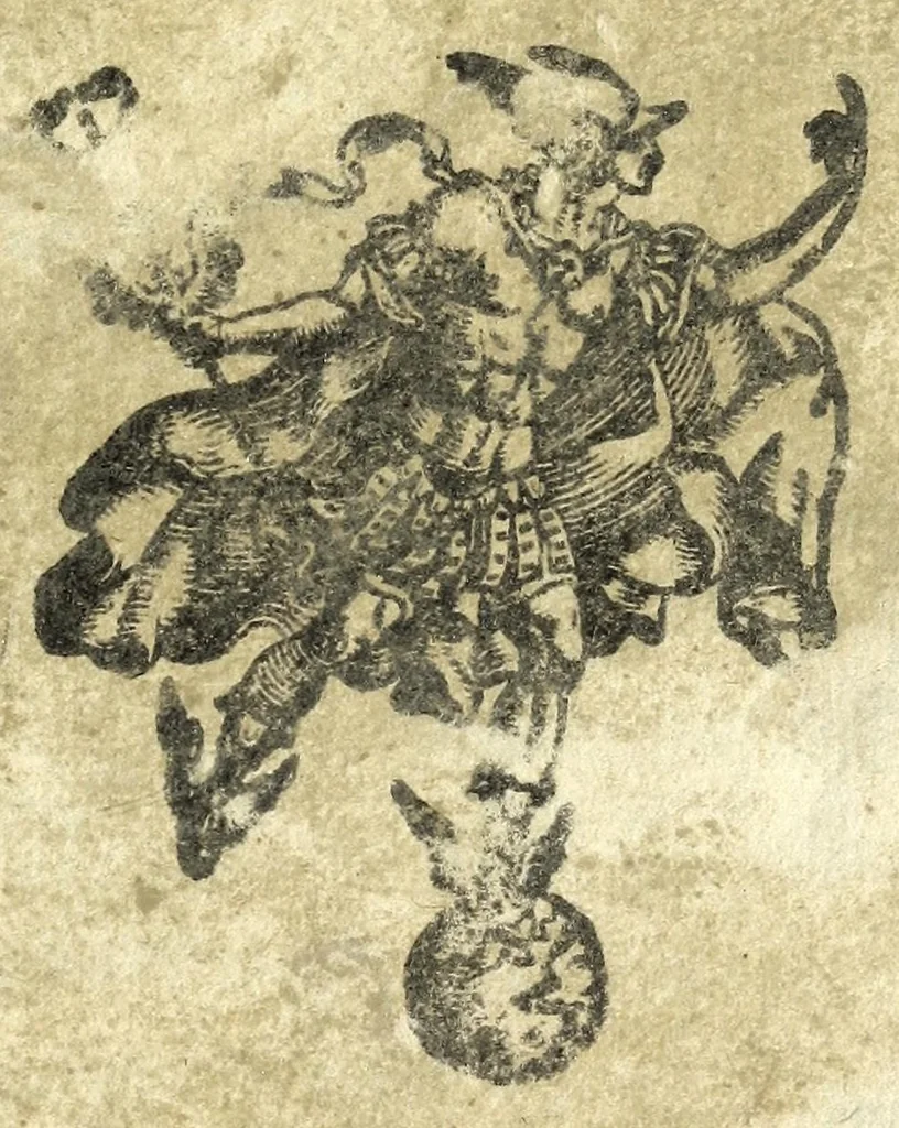 An illustration from Agesilai Mariscotti De personis, et larvis, earumq[ue] apud veteres vsu, & origine syntagmation, 1610, leaf 7