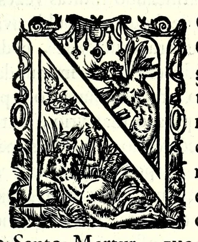 An illustration from Agiologio lusitano dos sanctos e varoens illustres em virtude do reino de Portugal e suas conquistas, 1651, leaf 419
