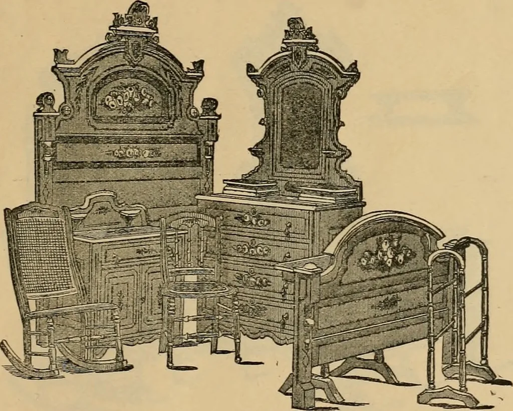 An illustration from A. H. Heilman and Co.'s ninth annual catalogue of cottage and ash walnut trimmed chamber furniture, Williamsport, Pa., March 1, 1880., 1880, leaf 10
