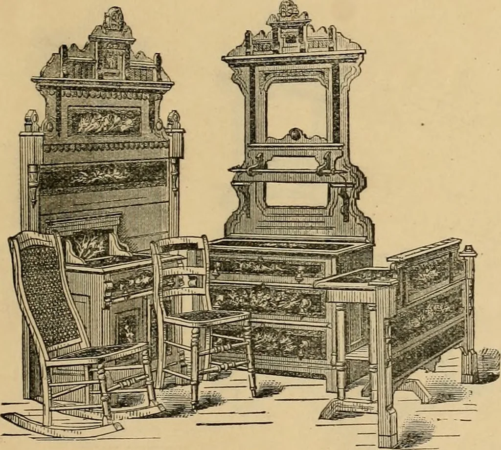 An illustration from A. H. Heilman and Co.'s ninth annual catalogue of cottage and ash walnut trimmed chamber furniture, Williamsport, Pa., March 1, 1880., 1880, leaf 24