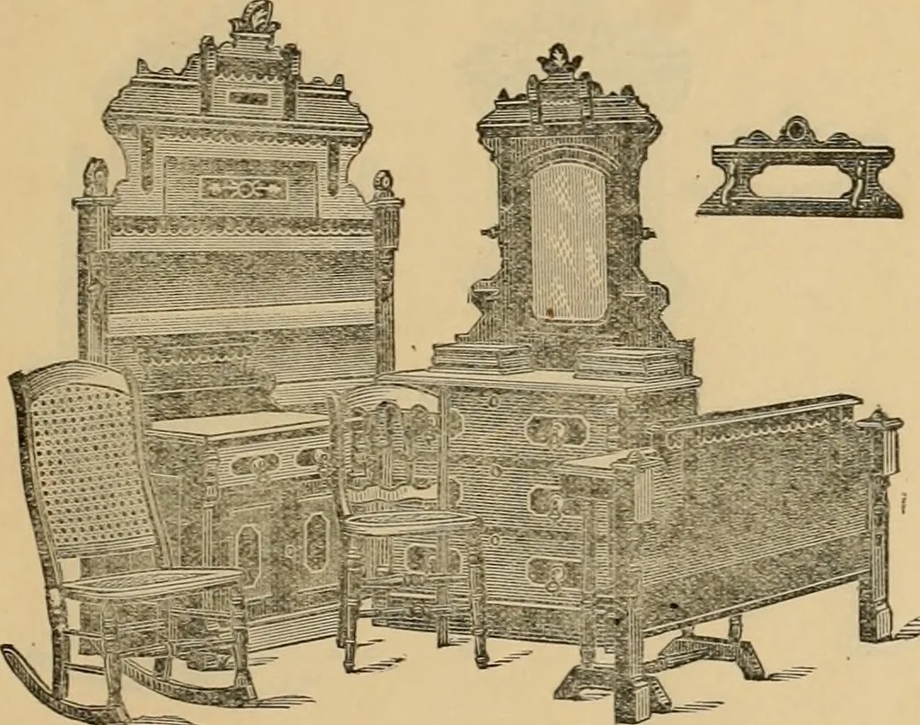 An illustration from A. H. Heilman and Co.'s ninth annual catalogue of cottage and ash walnut trimmed chamber furniture, Williamsport, Pa., March 1, 1880., 1880, leaf 30