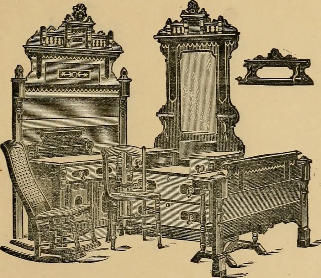 An illustration from A. H. Heilman and Co.'s ninth annual catalogue of cottage and ash walnut trimmed chamber furniture, Williamsport, Pa., March 1, 1880., 1880, leaf 32