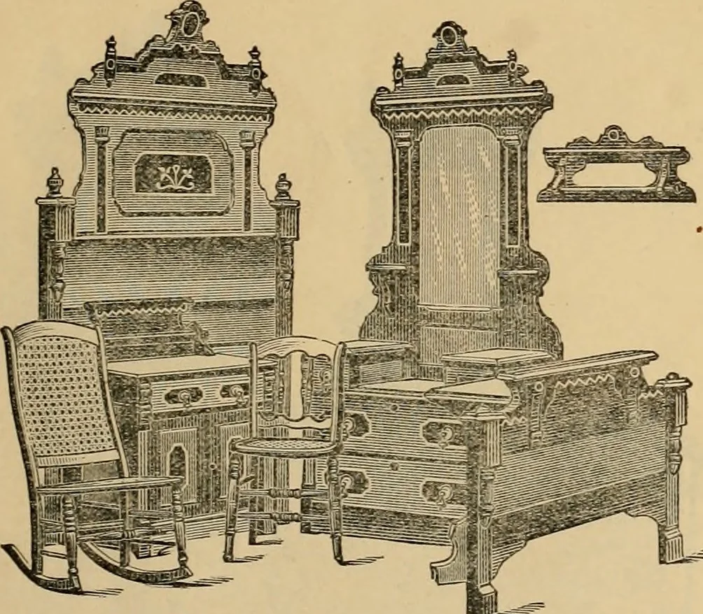 An illustration from A. H. Heilman and Co.'s ninth annual catalogue of cottage and ash walnut trimmed chamber furniture, Williamsport, Pa., March 1, 1880., 1880, leaf 34
