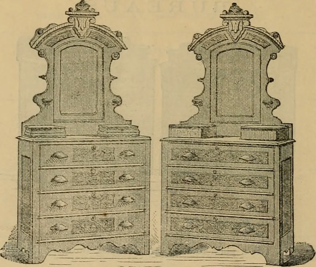 An illustration from A. H. Heilman and Co.'s ninth annual catalogue of cottage and ash walnut trimmed chamber furniture, Williamsport, Pa., March 1, 1880., 1880, leaf 39