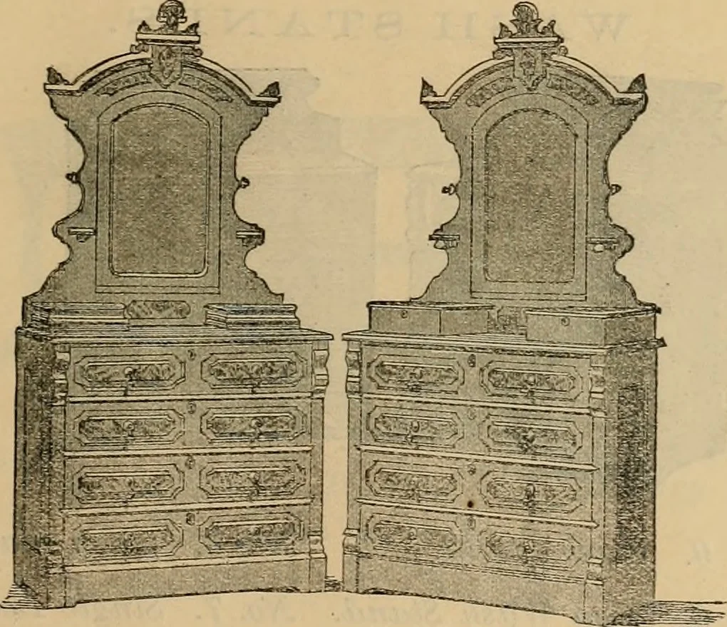 An illustration from A. H. Heilman and Co.'s ninth annual catalogue of cottage and ash walnut trimmed chamber furniture, Williamsport, Pa., March 1, 1880., 1880, leaf 40