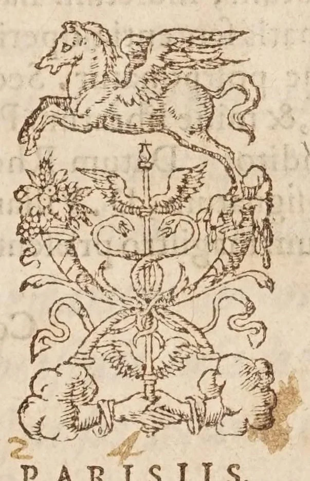 An illustration from Aimoini monachi, qui antea Annonii nomine editus est, Historiae Francorum lib. V : ex veterib. exemplaribus multò emēdatiores : cum indice copiosissimo, qui etiam locorum communium ac epitomes vicem supplet, 1567, leaf 7