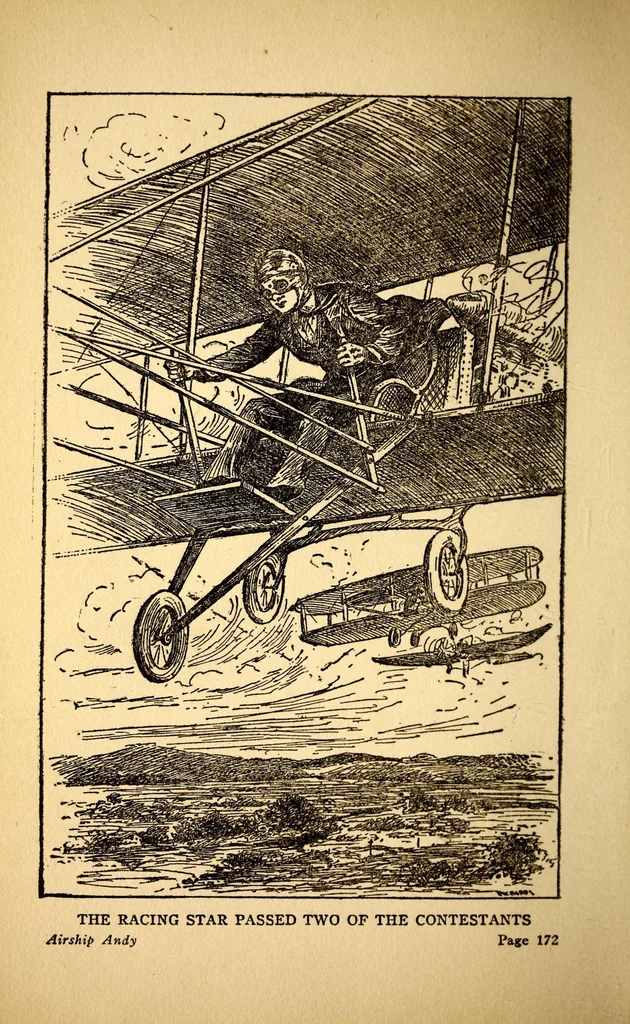 An illustration from Airship Andy, or, The luck of a brave boy, 1911, leaf 6