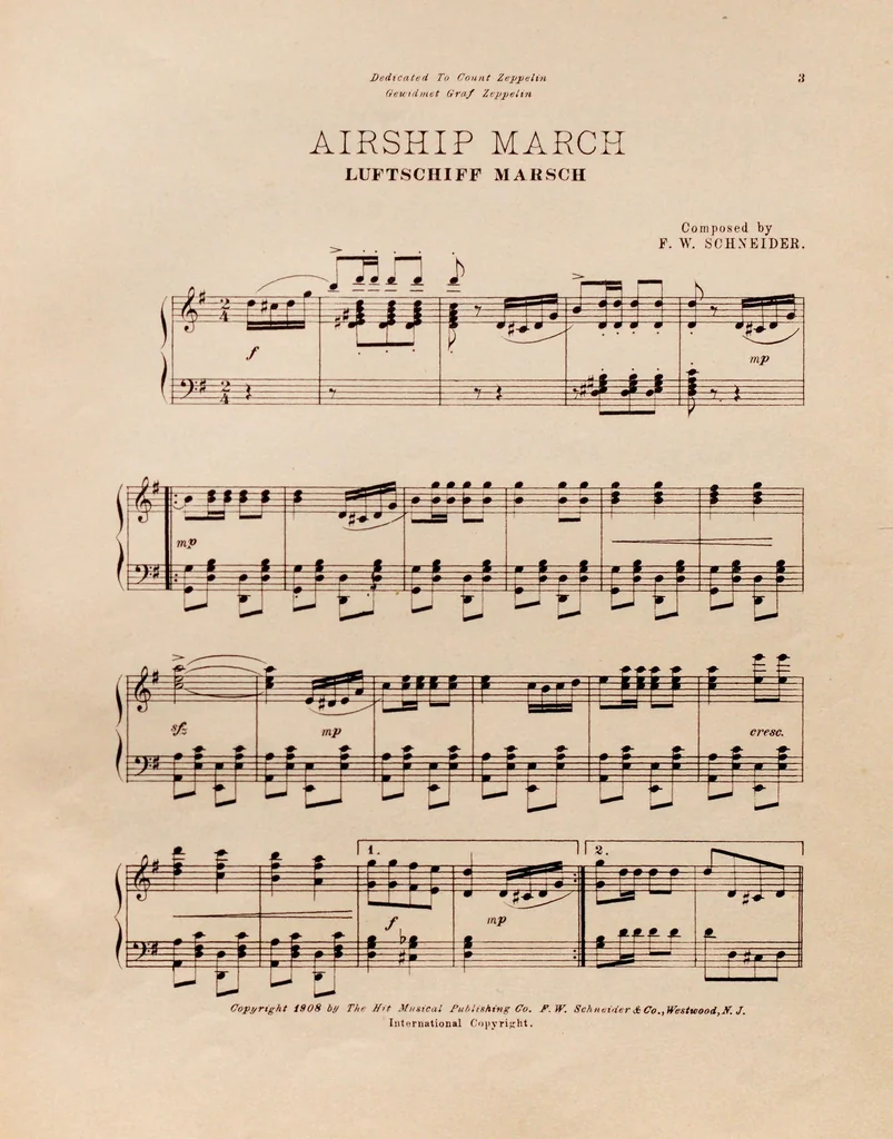 An illustration from Airship march = Luftschiff Marsch, 1908, leaf 3