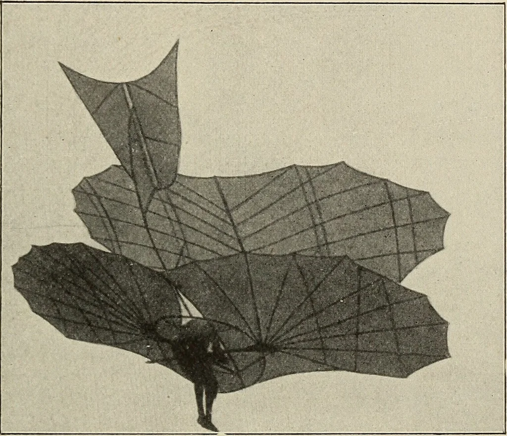 An illustration from Airships past and present, together with chapters on the use of balloons in connection with meteorology, photography and the carrier pigeon, 1908, leaf 128