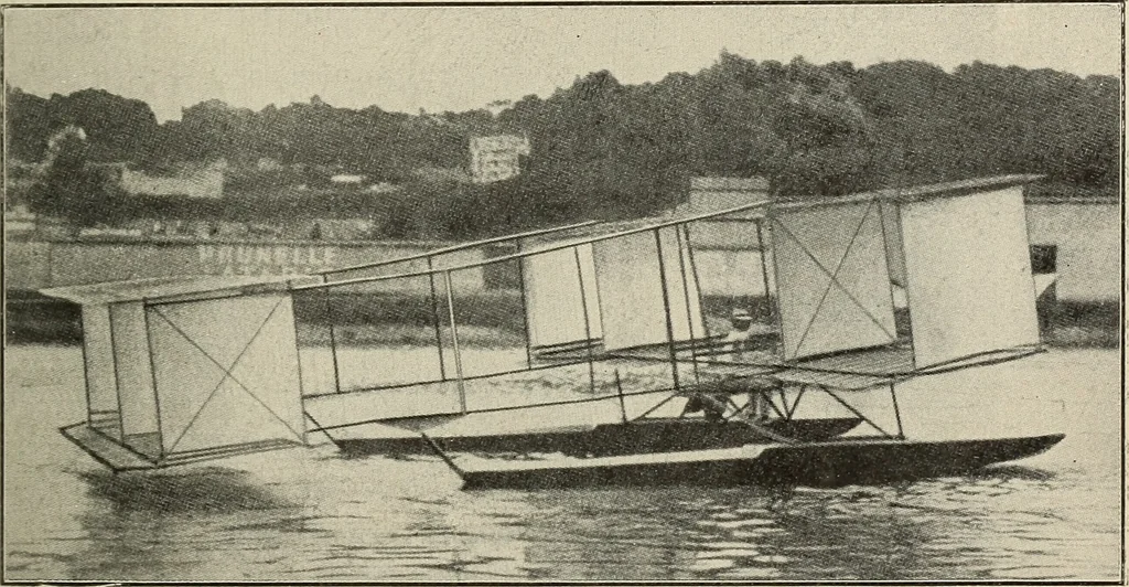 An illustration from Airships past and present, together with chapters on the use of balloons in connection with meteorology, photography and the carrier pigeon, 1908, leaf 134