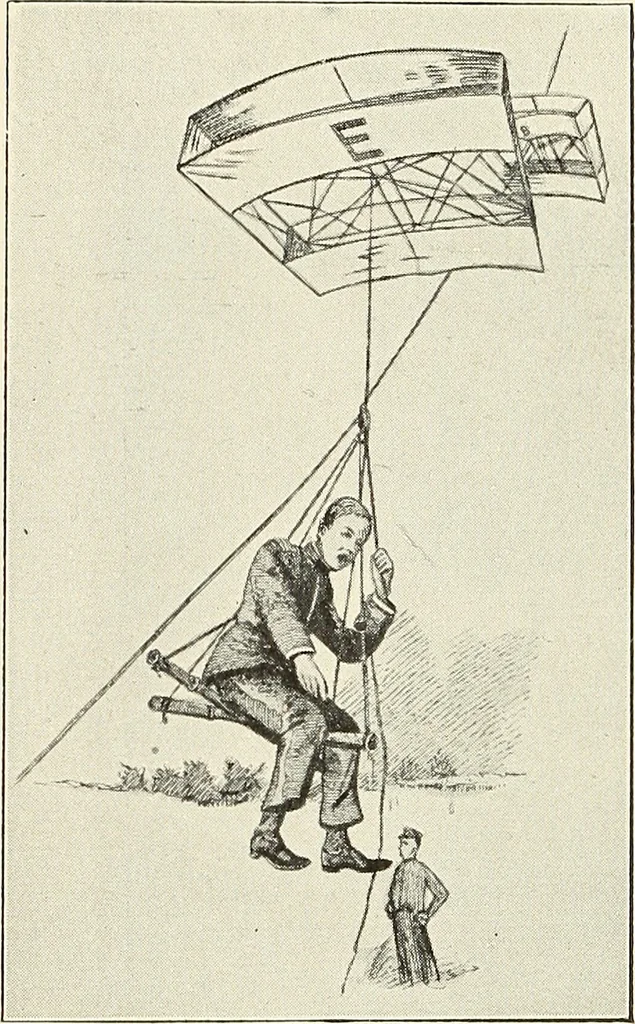 An illustration from Airships past and present, together with chapters on the use of balloons in connection with meteorology, photography and the carrier pigeon, 1908, leaf 143