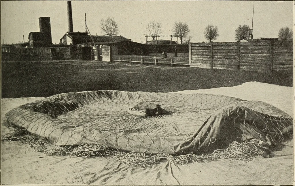 An illustration from Airships past and present, together with chapters on the use of balloons in connection with meteorology, photography and the carrier pigeon, 1908, leaf 194