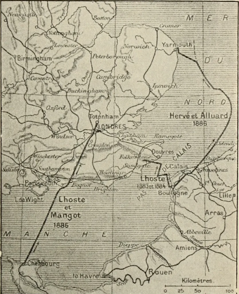 An illustration from Airships past and present, together with chapters on the use of balloons in connection with meteorology, photography and the carrier pigeon, 1908, leaf 232