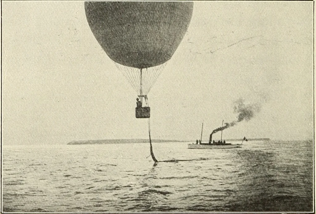 An illustration from Airships past and present, together with chapters on the use of balloons in connection with meteorology, photography and the carrier pigeon, 1908, leaf 233